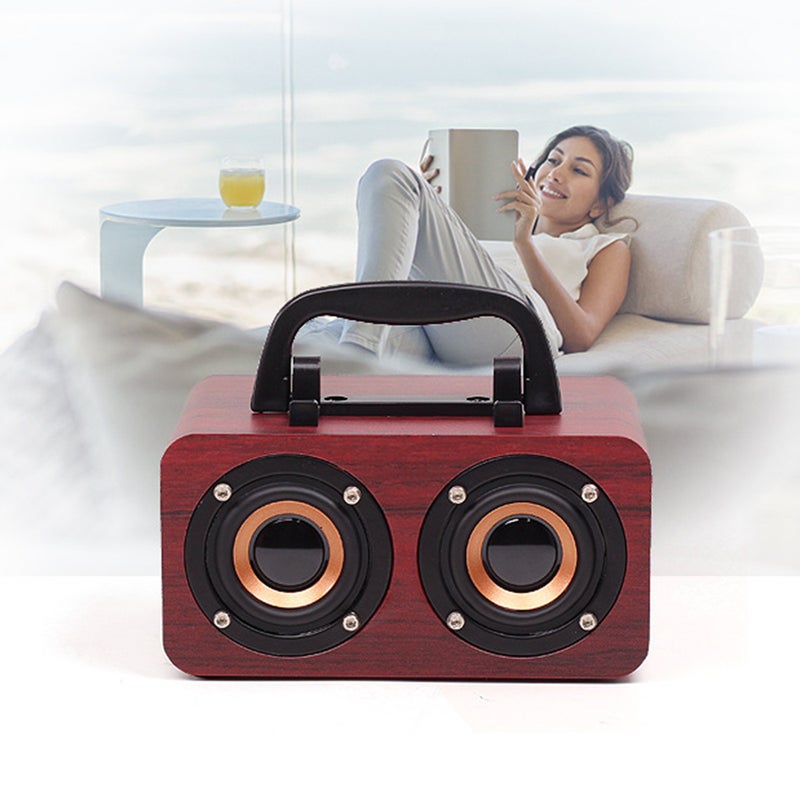 Wood BT Loudspeaker Box Portable Wireless Sound Box Rechargeable Mini Speaker Dual Horns Retro Style Audio Player FM Radio - Image 5