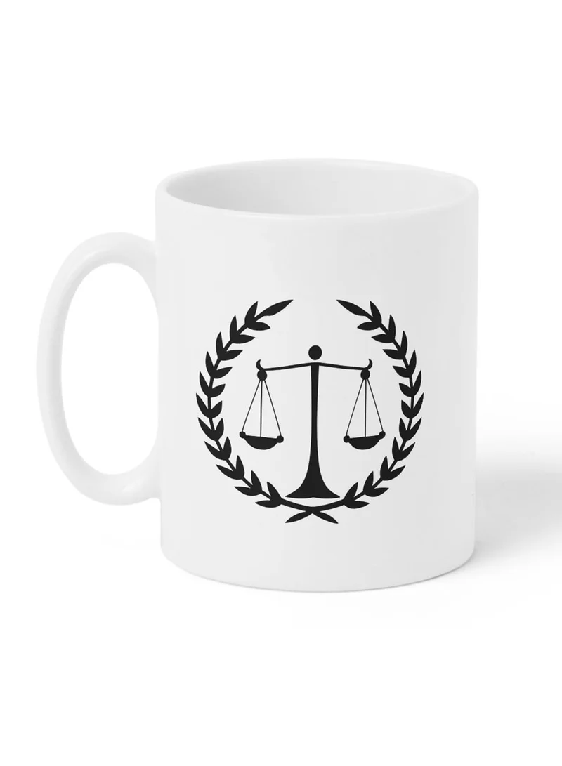 LOWHA 11 oz Ceramic Mug with Scales of Justice Design
