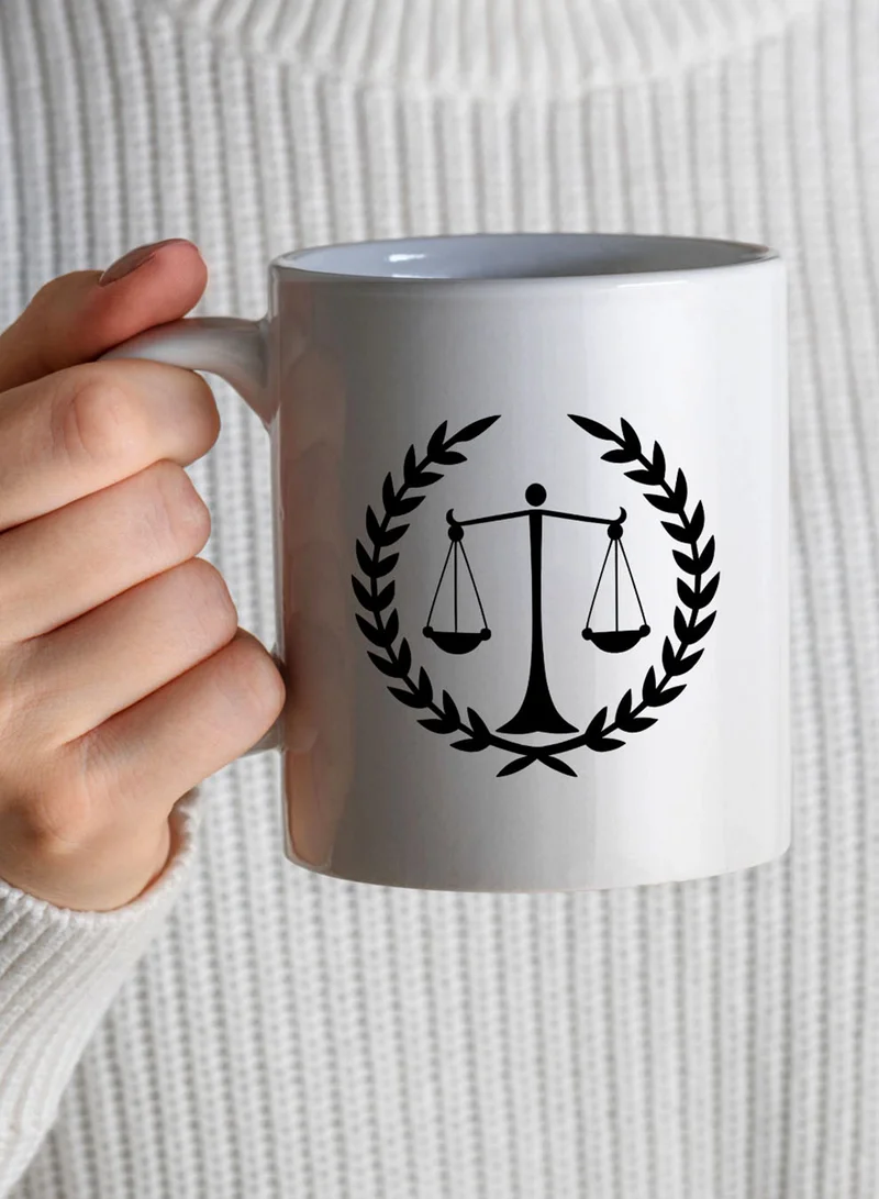 LOWHA 11 oz Ceramic Mug with Scales of Justice Design