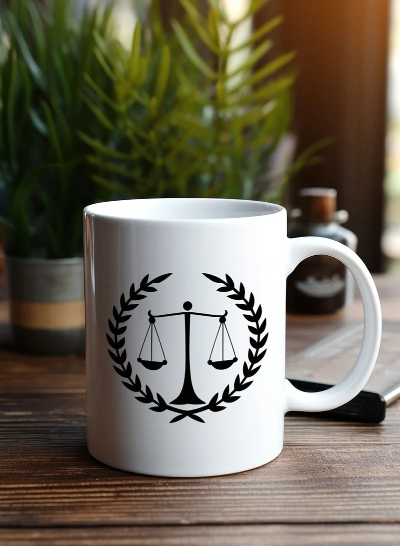 LOWHA 11 oz Ceramic Mug with Scales of Justice Design