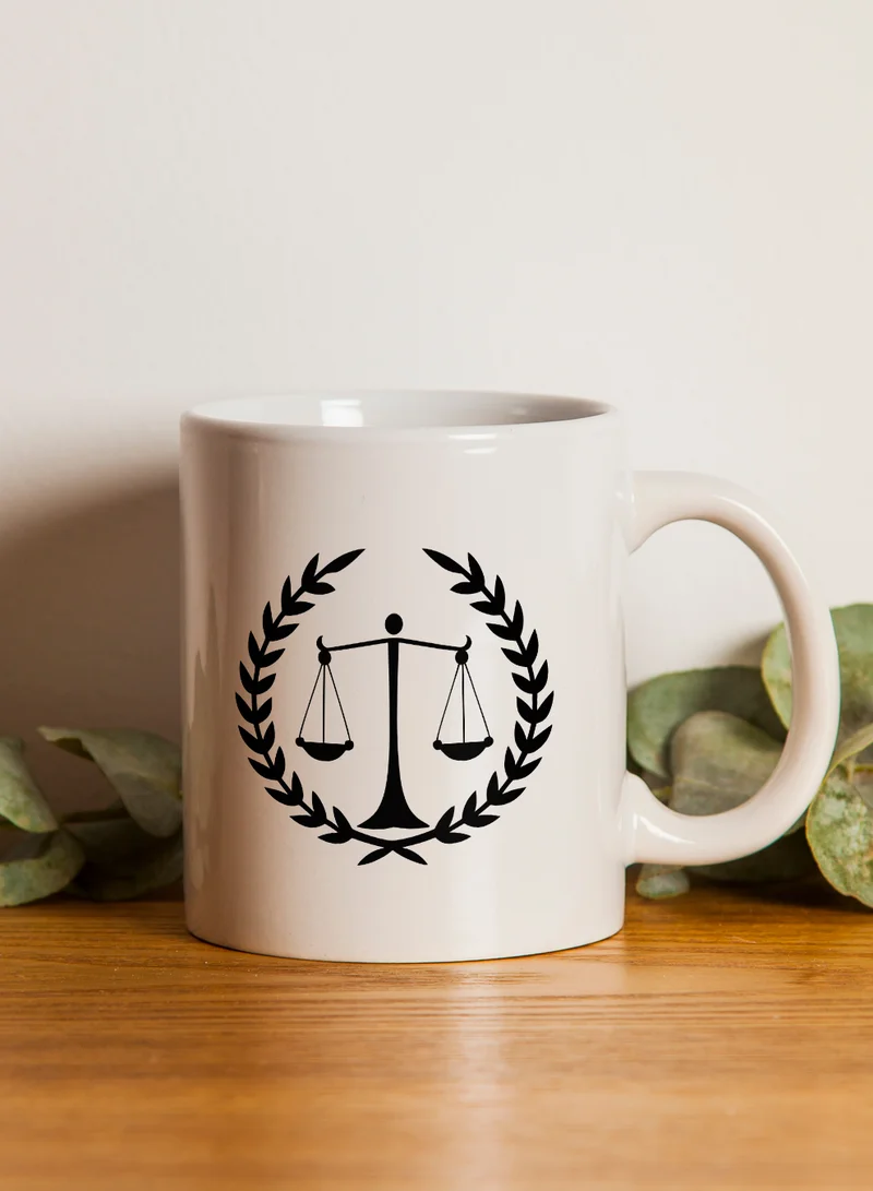LOWHA 11 oz Ceramic Mug with Scales of Justice Design