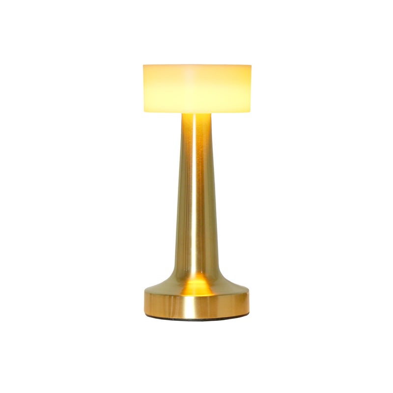 Simple Designs LD1082-GLD 8.5" Mushroom Magic Dimming & Rechargeable Cordless 4-Way Touch Sensor Saucer Desk Lamp, Gold - Image 2