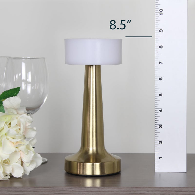 Simple Designs LD1082-GLD 8.5" Mushroom Magic Dimming & Rechargeable Cordless 4-Way Touch Sensor Saucer Desk Lamp, Gold - Image 5