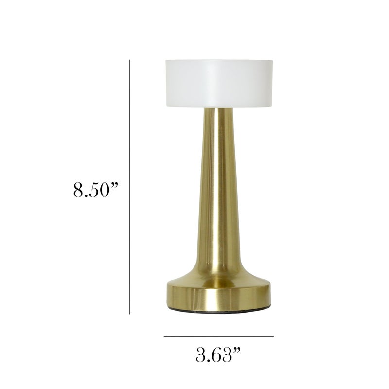 Simple Designs LD1082-GLD 8.5" Mushroom Magic Dimming & Rechargeable Cordless 4-Way Touch Sensor Saucer Desk Lamp, Gold - Image 3