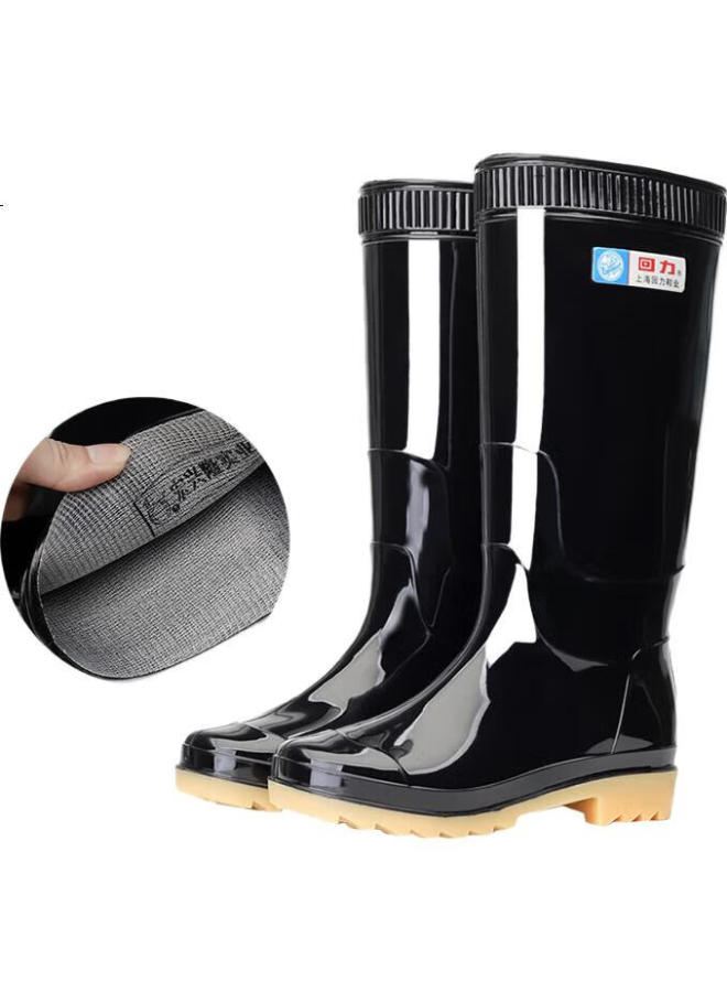 Pull Back Warrior Price Protection Rain Boots, Outdoor Water Shoes, Fishing Rain Boots, Non-Slip, Wear-Resistant Rubber Shoes, Hl886 High-Top Black, Size 40 - Image 1