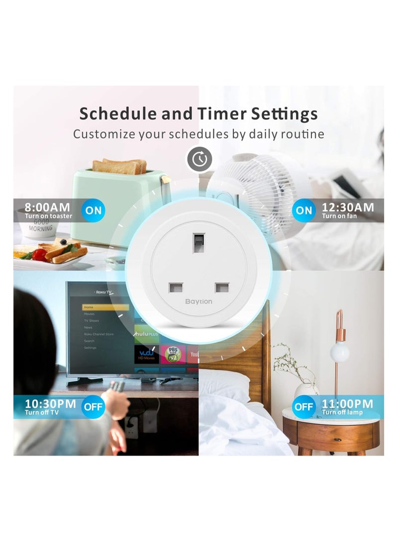 Baytion 16A WLAN Smart Socket with Energy Monitoring,2 Pack 2.4GHz WiFi Outlet with Smart Life APP Wireless Remote Control,Works with Alexa and GL Home (No Hub Required)(2 Pack)  - Image 5