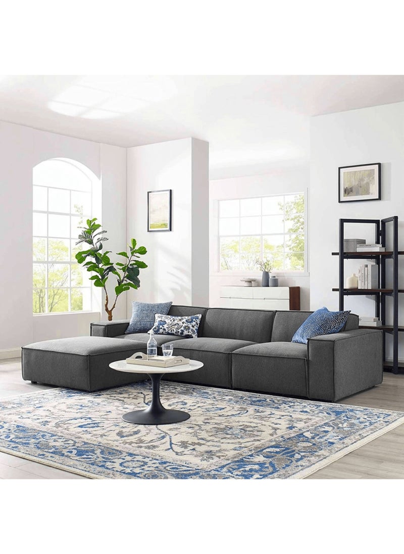 KARNAK Karnak Mateo 4 Piece Fabric Sectional L-Shape Sofa – Grey  - Image 1