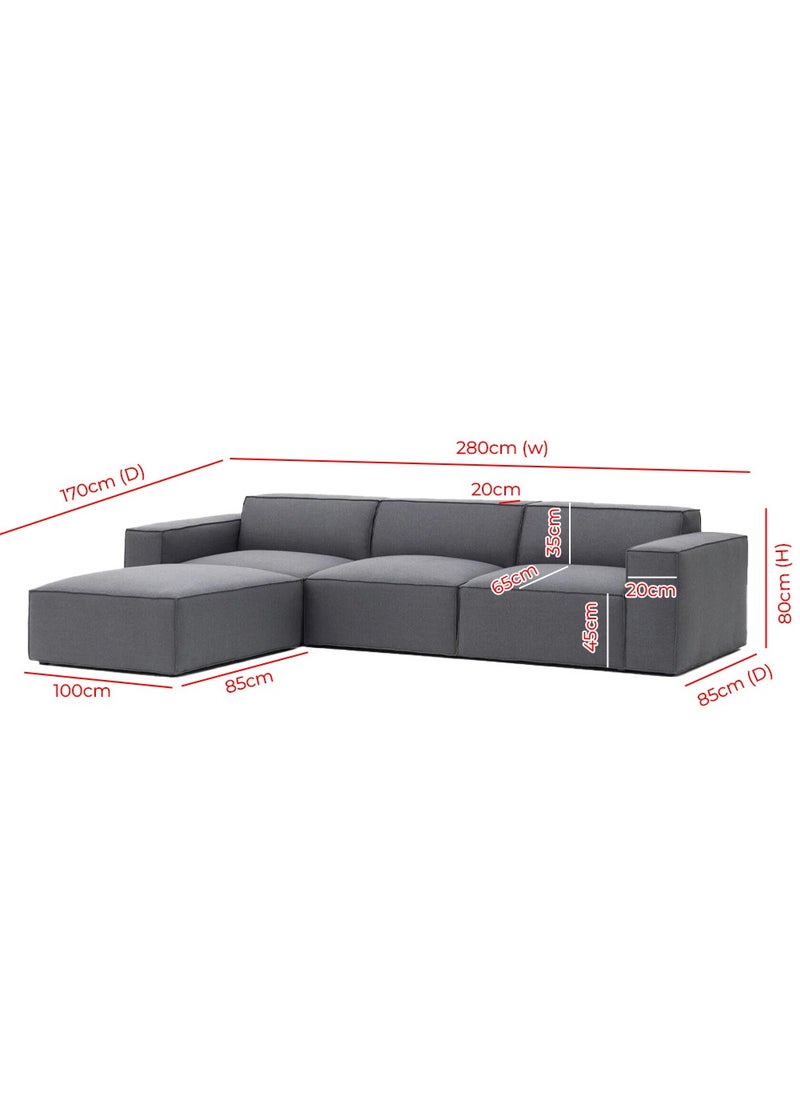 KARNAK Karnak Mateo 4 Piece Fabric Sectional L-Shape Sofa – Grey  - Image 2