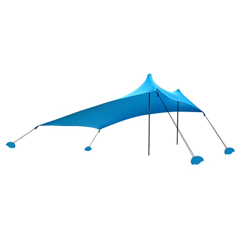 Sun Shelter: Blue M Size High-Quality Spandex Elastic Stretch - 4-Side Ventilation Portable Beach Shade for Family Camping Hiking Fishing Outdoor Travel - Image 1