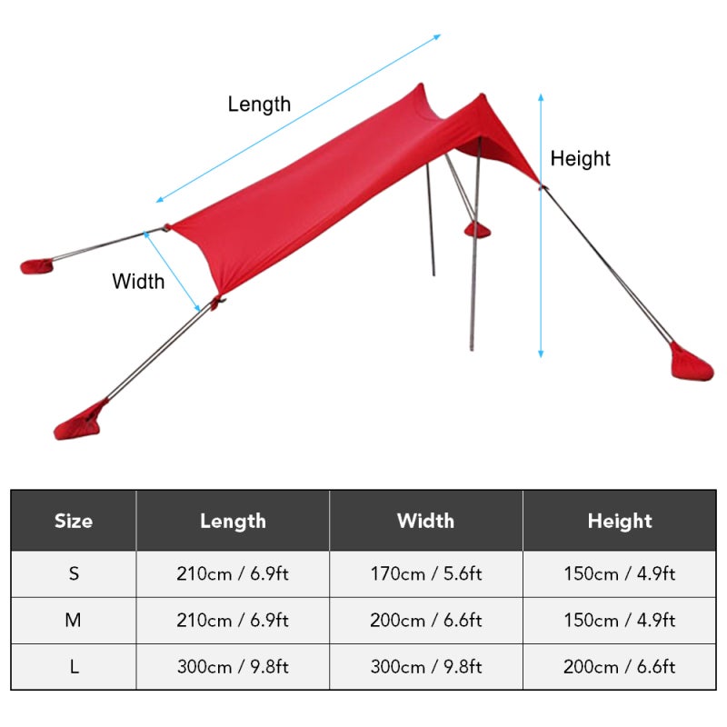 Sun Shelter: Blue M Size High-Quality Spandex Elastic Stretch - 4-Side Ventilation Portable Beach Shade for Family Camping Hiking Fishing Outdoor Travel - Image 3