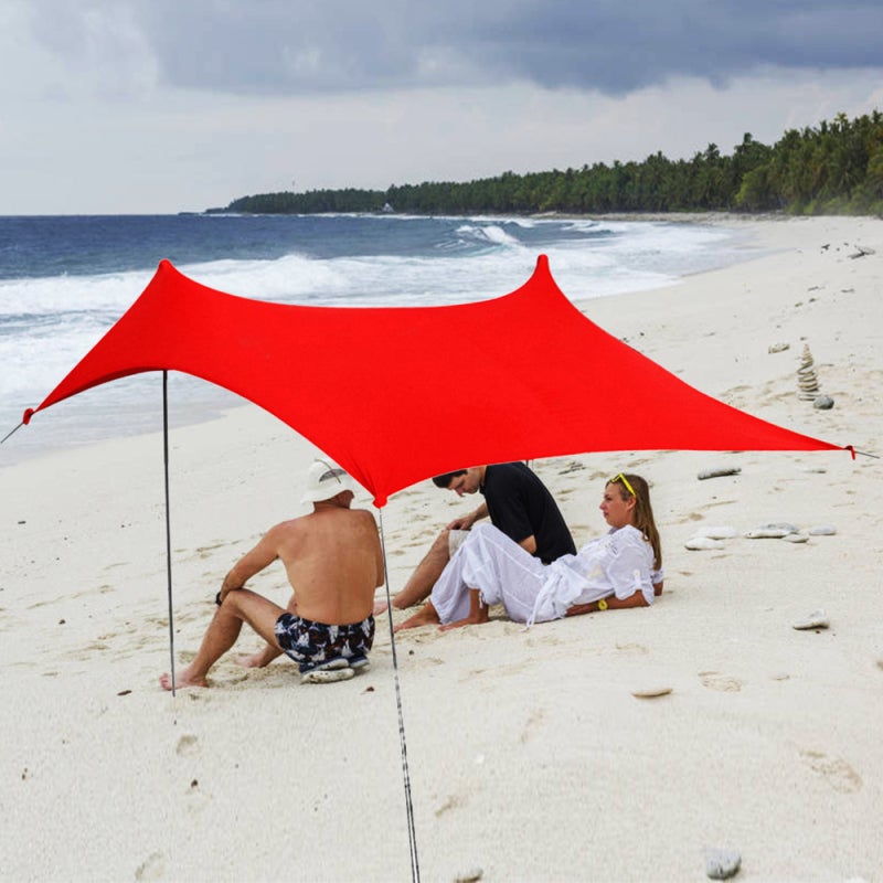 Sun Shelter: Blue M Size High-Quality Spandex Elastic Stretch - 4-Side Ventilation Portable Beach Shade for Family Camping Hiking Fishing Outdoor Travel - Image 4