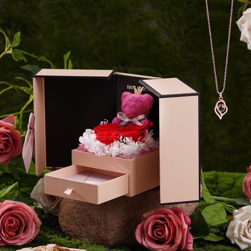 ADDWel Preserved Rose Gifts for Her- Unique Forever Preserved Real Rose with I Love You Necklace 100 Languages, Eternal Rose Gifts for Women Mom Girlfriend Wife Sister on Birthday or Anniversary - Image 2