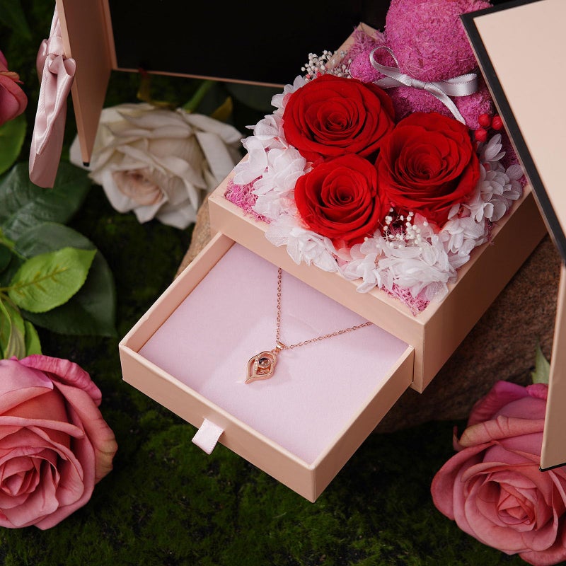 ADDWel Preserved Rose Gifts for Her- Unique Forever Preserved Real Rose with I Love You Necklace 100 Languages, Eternal Rose Gifts for Women Mom Girlfriend Wife Sister on Birthday or Anniversary - Image 4