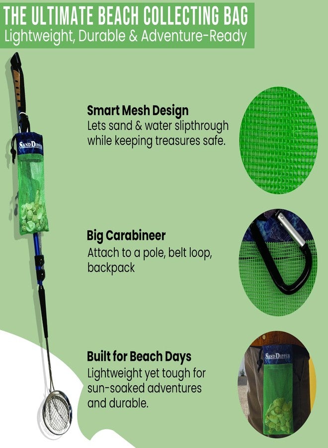 Sand Dipper Skinny Lightweight Shell Collecting Beach Bag with Carabiner Clip - Clips to pole, belt loops, backpack, or beach bag - Image 4