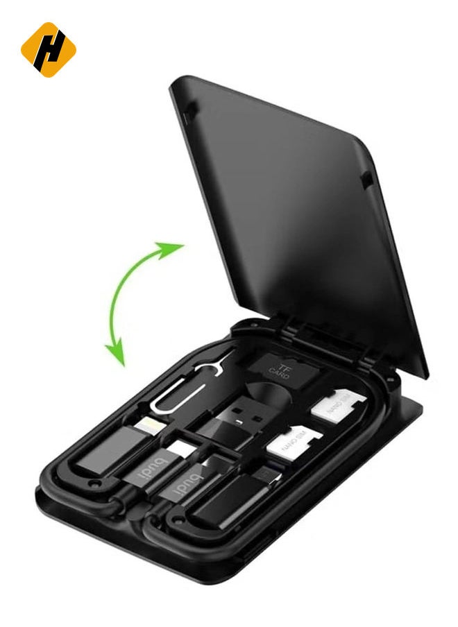 HuHa - Smart Adapter Card Storage Box, Data Cable Card, Portable and Compact USB-C/USB-A/Micro-USB/Lightning Charging Cable kit, Compatible with iPhone, Samsung, Digital Cameras and Other Devices - Image 1