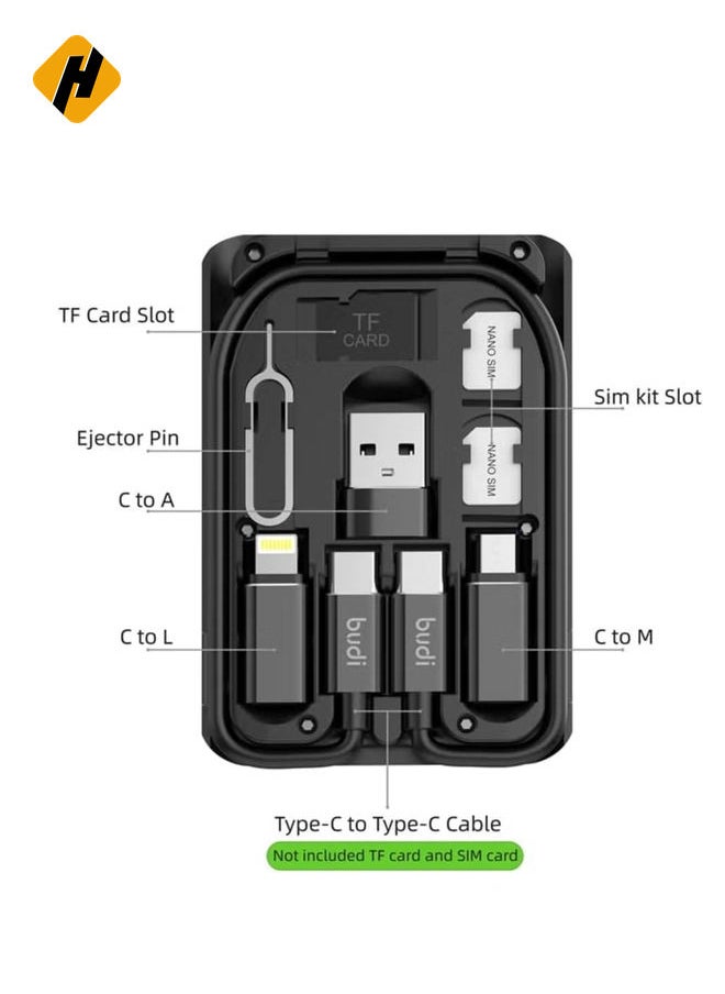 HuHa - Smart Adapter Card Storage Box, Data Cable Card, Portable and Compact USB-C/USB-A/Micro-USB/Lightning Charging Cable kit, Compatible with iPhone, Samsung, Digital Cameras and Other Devices - Image 1
