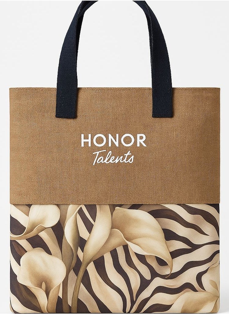 ماركة غير محددة حقيبة حمل قطنية من القماش القطني من Honor Talents للنساء والرجال وحقيبة الشاطئ وحقيبة يد سفر عصرية للملابس والمنزل المتنقل والبقالة وحقائب التسوق القابلة لإعادة الاستخدام وحقيبة الأمتعة  - Image 1