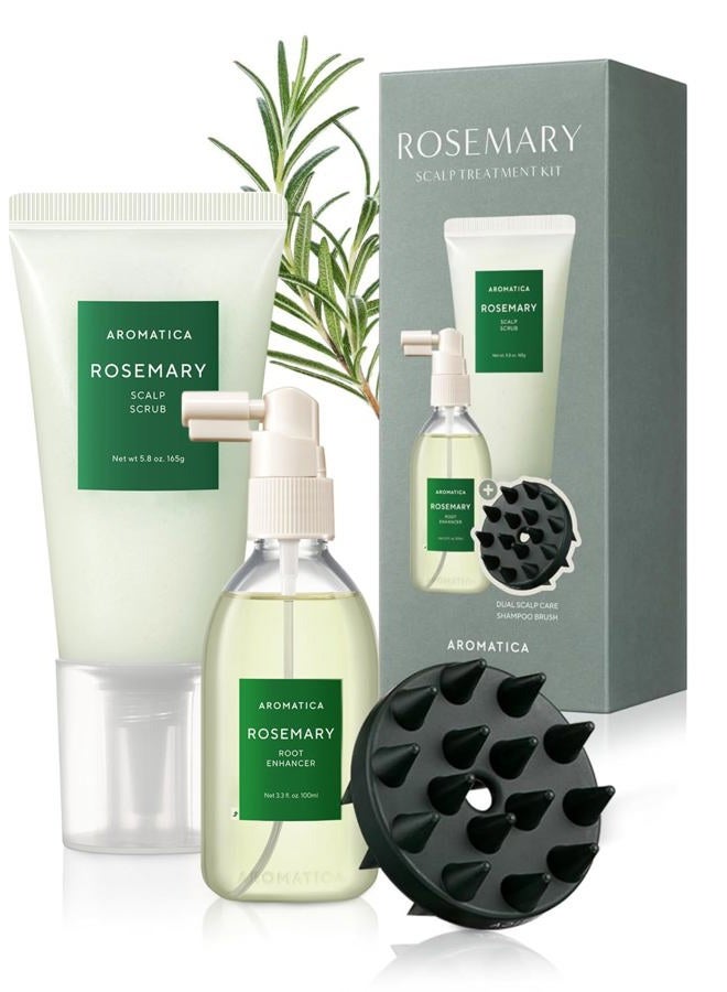 AROMATICA Rosemary Scalp Care Gift Set - Hydrating Scalp Treatment with Rosemary Scalp Scrub, Spray and Dual Scalp Brush - Free from Sulfate, Silicone, and Paraben - Image 1
