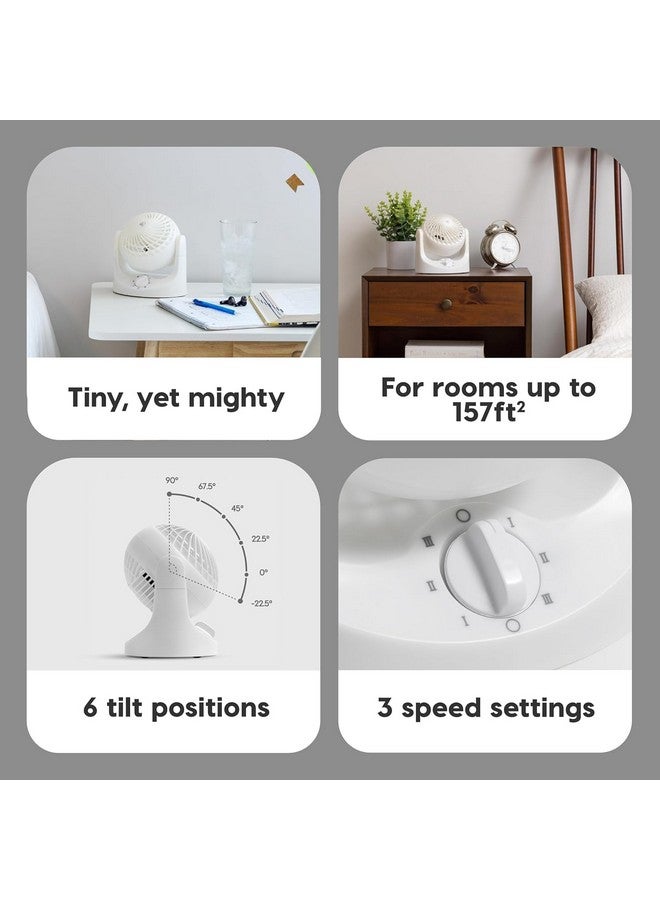 IRIS USA WOOZOO Desk Fan, Oscillating Table Air Circulator, 3 Speeds, 32ft Max Air Distance, 112° Adjustable Tilt, 27.5db Low Noise, Small Fan for Bedroom, Office, Dorm, White - Image 3
