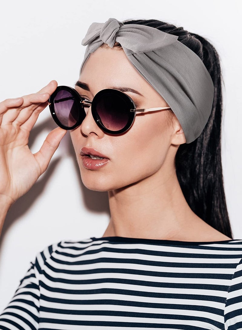 SOLARAE 6 Pieces Adjustable Headbands for Women Knotted Headbands , African Headband Yoga Elastic Non-Slip Floral Hair Bands for Running Hiking Cycling Workout,6 Colors (Without Patterns) - Image 2