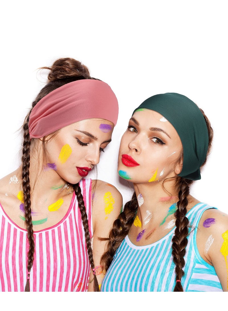 SOLARAE 6 Pieces Adjustable Headbands for Women Knotted Headbands , African Headband Yoga Elastic Non-Slip Floral Hair Bands for Running Hiking Cycling Workout,6 Colors (Without Patterns) - Image 4