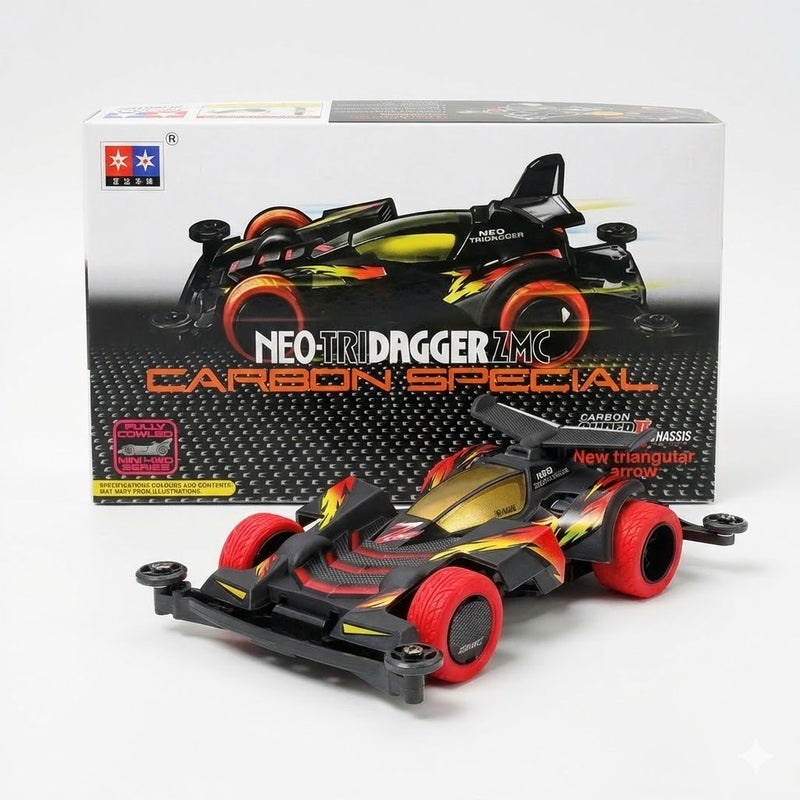 Mini 4WD Da Sang Car in the Shape of Neo Tridagger ZMC Carbon Special - Super 2 Chassis - Image 1