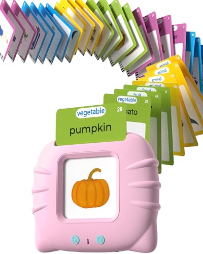Airbition Talking Flash Cards for Toddlers 1 2 3 4 Year Olds Montessori Language Learning with 224 Words Pocket Speech Therapy Playthings Childrens Sensory Educational Device Pink - Image 1