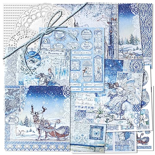 Mayplous Vintage Pattern Scrapbook Paper Decoupage Paper with Various Unique Designs No Repeats for Card Making Crafts Collage Gift Wrapping DIY Scrapbooking Diary Winter - Image 1