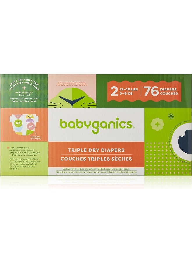 Babyganics Babyganics Diapers, Size 2, 76 ct, Ultra Absorbent Diapers  - Image 1