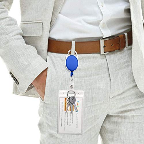 ANG 5Pcs ID Badge Card Holder Oval Pulley Retractable Reel Blue - Image 5