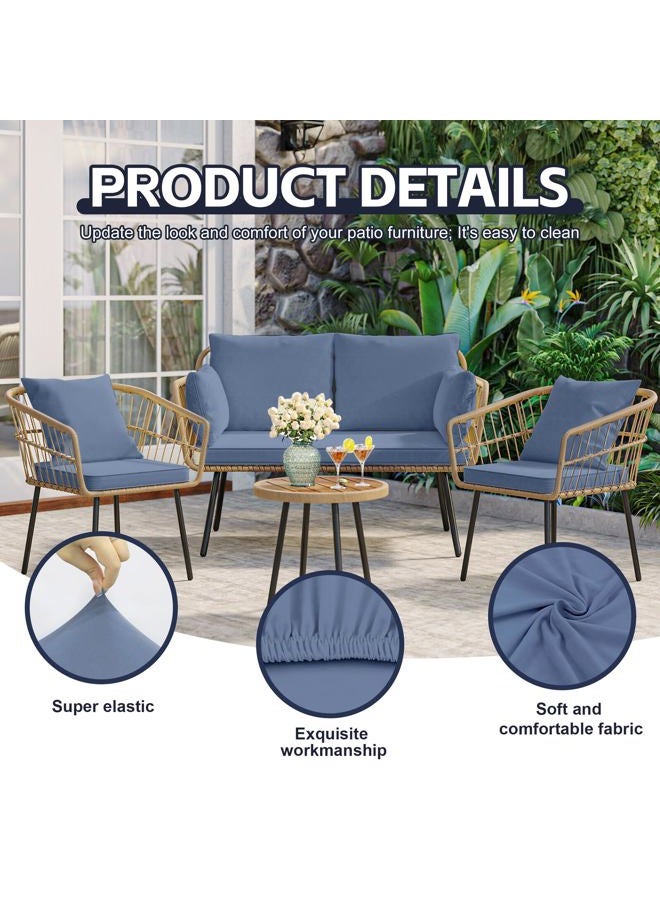 MRGSDL 8Pcs Elastic Outdoor Cushion Cover, Terrace Furniture Protection Cover, Sofa Cushion Replacement Cover, Suitable for Outdoor Furniture Protection（Grey Blue） - Image 3