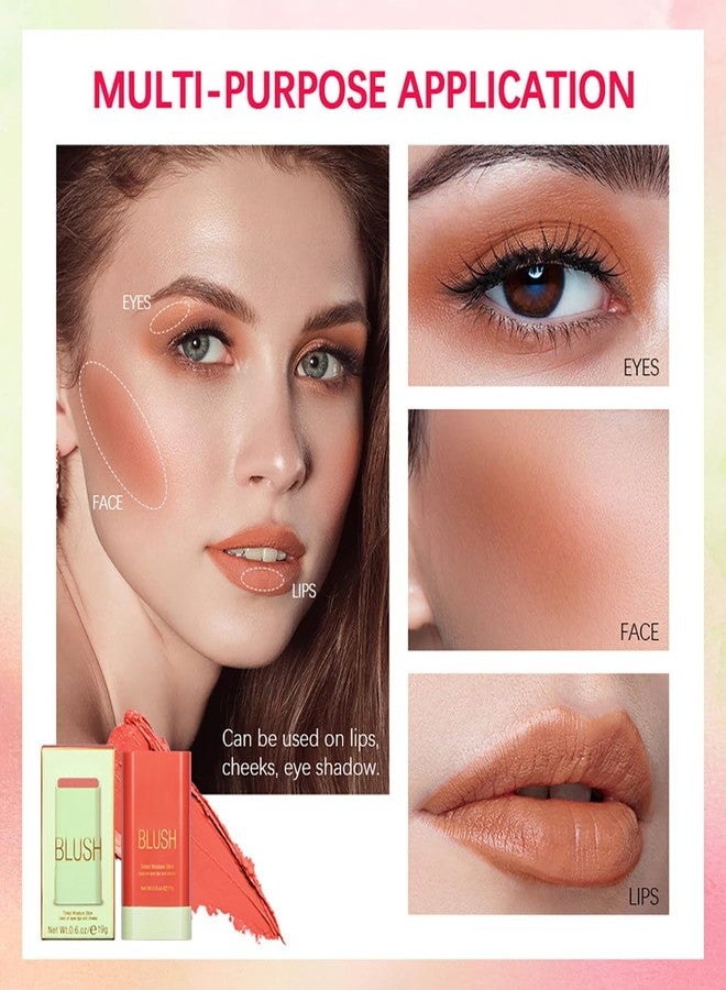 FYEBOO Multi-Use Makeup Blush Stick, Cream Blush Stick, Tinted Solid Moisturizer Stick for Cheek & Eyes & Lips, Waterproof Natural Nude Makeup, Suitable for All Skin (1#Shy Pink) - Image 4