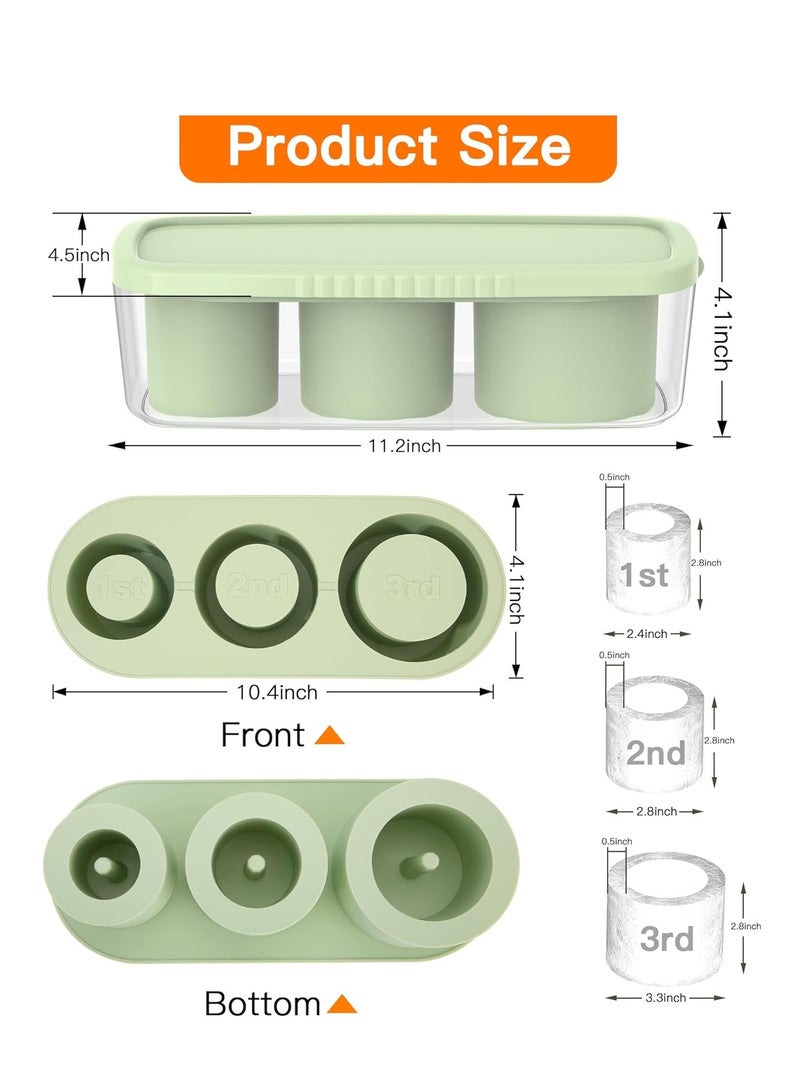 Silicone Ice Cube Tray for 40Oz Stanley Tumbler - 3 Pcs with Lid & Bin (Green/Brown/Black) | BPA-Free, Leakproof, Perfect for Desert Heat  - Image 2