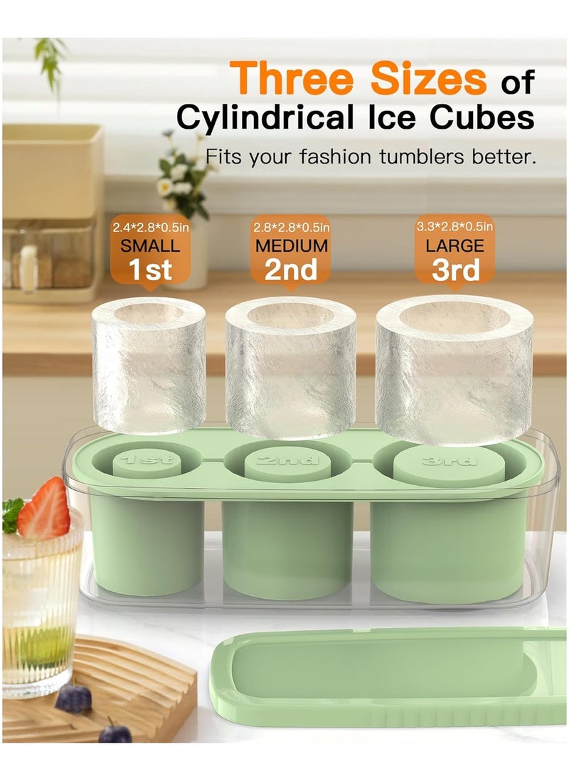Silicone Ice Cube Tray for 40Oz Stanley Tumbler - 3 Pcs with Lid & Bin (Green/Brown/Black) | BPA-Free, Leakproof, Perfect for Desert Heat  - Image 3