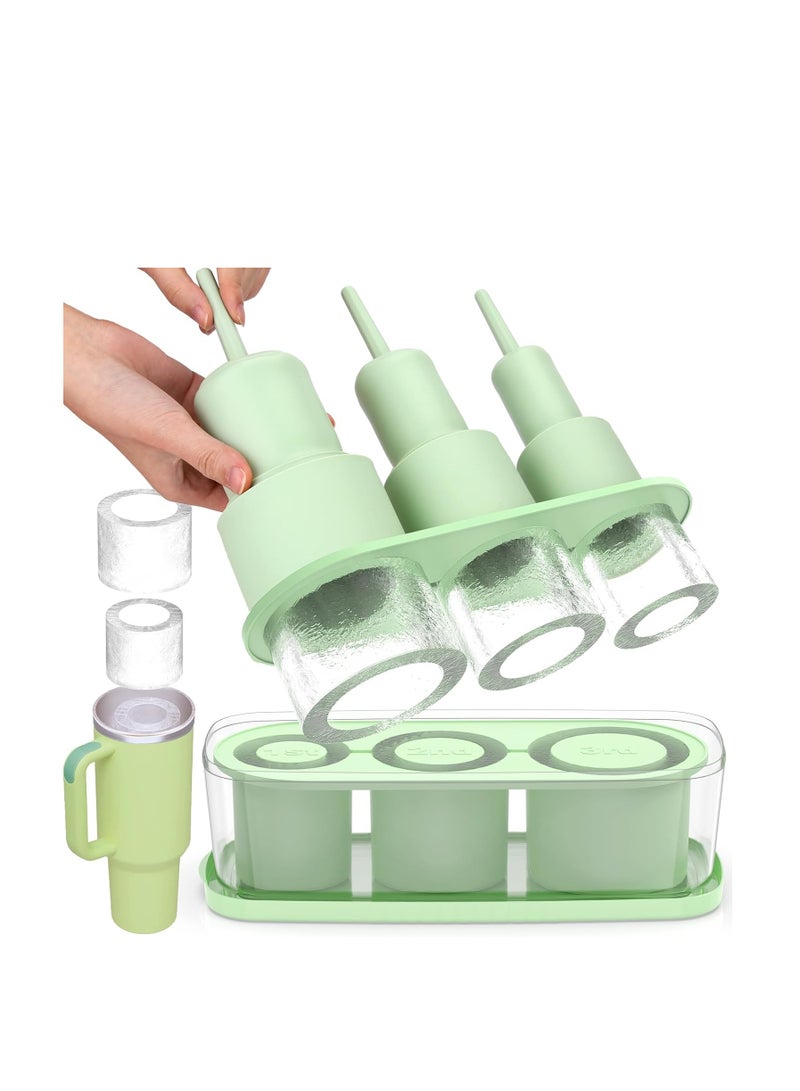Silicone Ice Cube Tray for 40Oz Stanley Tumbler - 3 Pcs with Lid & Bin (Green/Brown/Black) | BPA-Free, Leakproof, Perfect for Desert Heat  - Image 1
