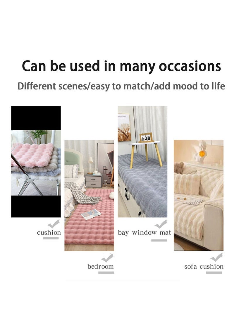 كابتن تيك 60x120cm Solid Colour Reversible Plush Plush Blanket, Fluffy Comfort Plush Comfort Microfibre Blanket for Sofa Bed, Beige - Image 5