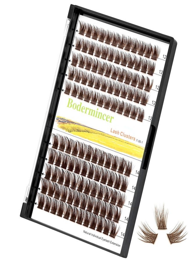 Bodermincer 120 Clusters 10mm+12mm/12mm+14mm/14mm+16mm Mixed Wide Cluster False Eyelash Individual Cluster EyeLashes Grafting Fake False Eyelashes Eyelash Extension (Brown 12mm+14mm Mixed) - Image 1