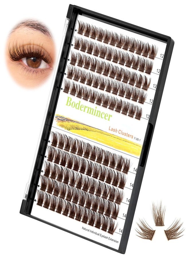 Bodermincer 120 Clusters 10mm+12mm/12mm+14mm/14mm+16mm Mixed Wide Cluster False Eyelash Individual Cluster EyeLashes Grafting Fake False Eyelashes Eyelash Extension (Brown 12mm+14mm Mixed) - Image 2