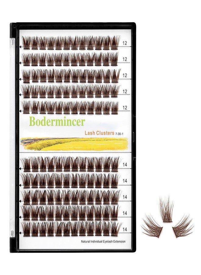 Bodermincer 120 Clusters 10mm+12mm/12mm+14mm/14mm+16mm Mixed Wide Cluster False Eyelash Individual Cluster EyeLashes Grafting Fake False Eyelashes Eyelash Extension (Brown 12mm+14mm Mixed) - Image 3