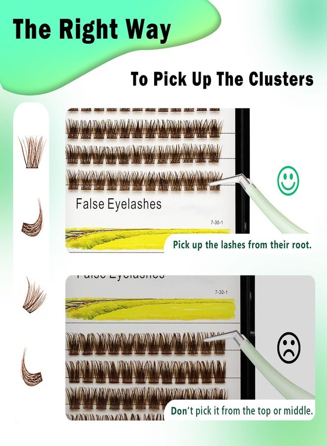 Bodermincer 120 Clusters 10mm+12mm/12mm+14mm/14mm+16mm Mixed Wide Cluster False Eyelash Individual Cluster EyeLashes Grafting Fake False Eyelashes Eyelash Extension (Brown 12mm+14mm Mixed) - Image 4