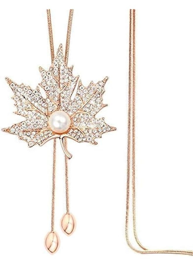 Shining Diva Fashion Latest Stylish Design Crystal Flower Long Chain Pendant Pendant For Women Golden 10785Np  - Image 2