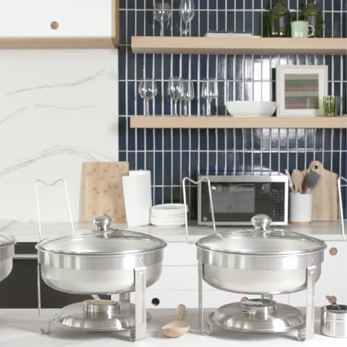 Alpha Living Chafing Dish Buffet Set of 2 – Complete Stainless Steel Chaffe Buffet Set with Glass Lids, Chafing Fuel Holder – Elegant and Practical Warmer Trays for Buffet, Wedding, Catering Supplies - Image 5