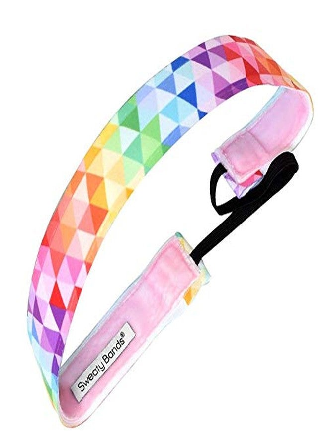 Sweaty Bands Womens Girls Headband - Non-Slip Velvet-Lined Sports Hairband - Love Triangle Multi 1-Inch - Image 1