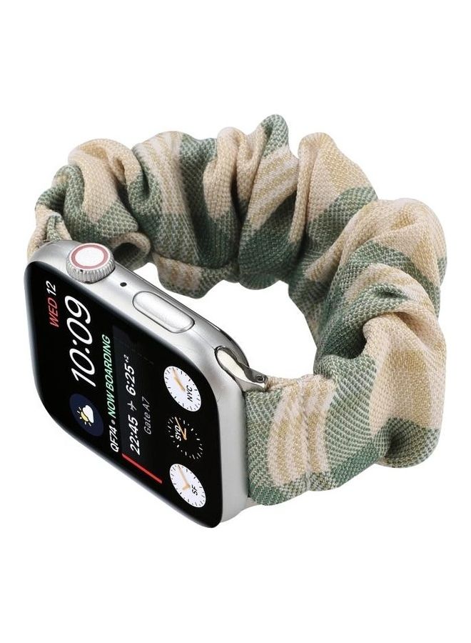Loquat JK Uniform Style Watch Wrist Strap For Apple Series 7 41mm/6 u0026 SE 5 4 40mm/3 2 1 38mm Beige/Green - Image 5