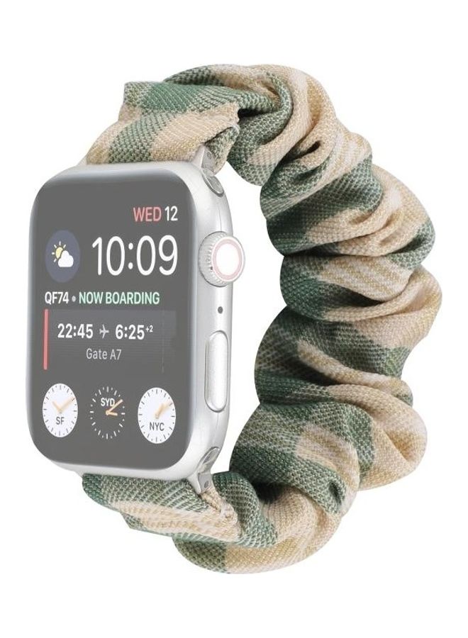 Loquat JK Uniform Style Watch Wrist Strap For Apple Series 7 41mm/6 u0026 SE 5 4 40mm/3 2 1 38mm Beige/Green - Image 1