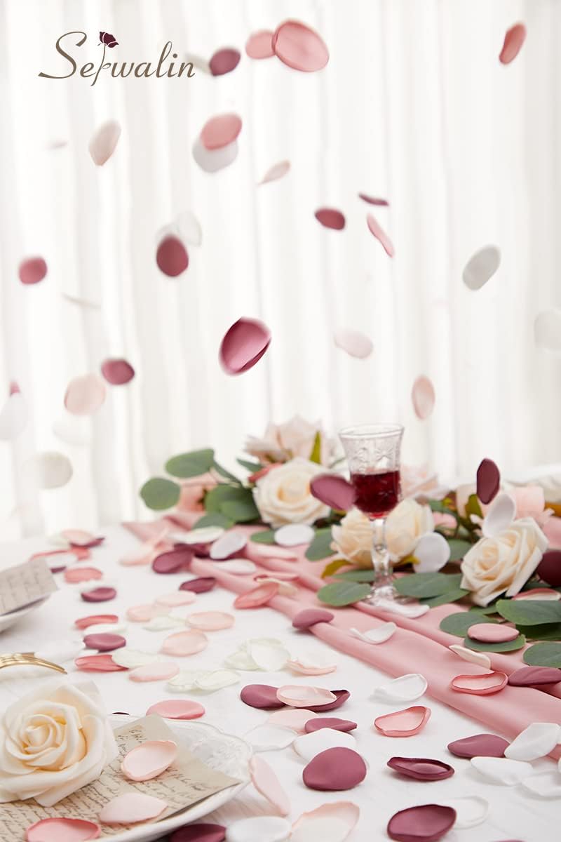 Serwalin 300Pcs Silk Pink Rose Petals Artificial Flower Petals for Wedding, Peach Pink Petals Bulk for Anniversary Decor,Party Romantic Decorations Table or Wedding Cake Decor(5 Color Mixes) - Image 5