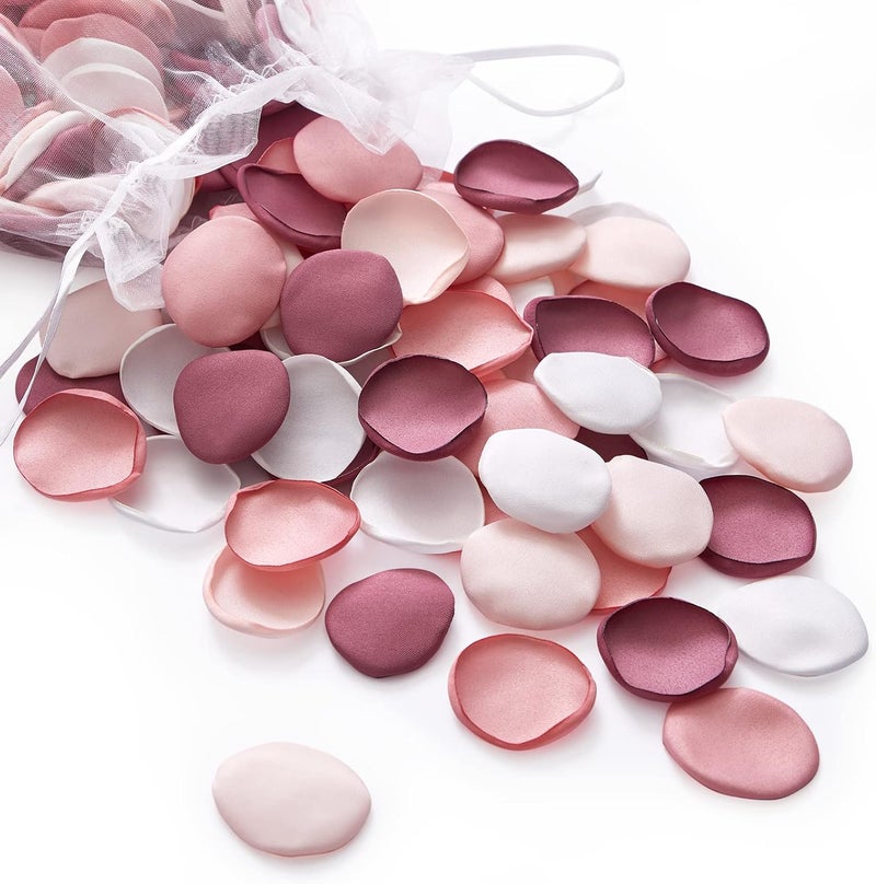 Serwalin 300Pcs Silk Pink Rose Petals Artificial Flower Petals for Wedding, Peach Pink Petals Bulk for Anniversary Decor,Party Romantic Decorations Table or Wedding Cake Decor(5 Color Mixes) - Image 1