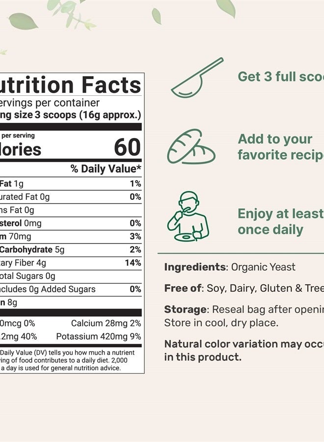 Micro Ingredients رقائق الخميرة الغذائية العضوية غير المدعمة، 2 باوند | غنية بالبروتين النباتي، وفيتامينات ب وبيتا-غلوكان | مناسبة للكيتو، بديل جبن خالي من الألبان، غير معدلة وراثيًا، خالية من الغلوتين - Image 3
