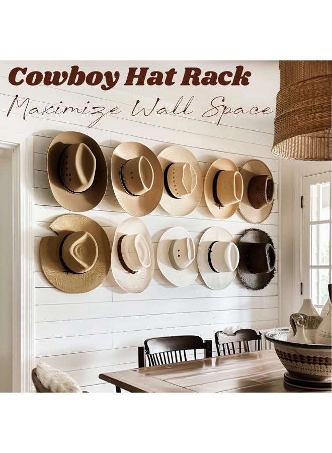 TUSPIPAL 2.9Inch Hat Hooks for Wall - (8 Pack) Cowboy Hat Rack,SuitableSun Hats, Fedora, Wide Brim Hats Strong Hold Hat Hangers for Wall，Western Room Decor- (Clear) - Image 2