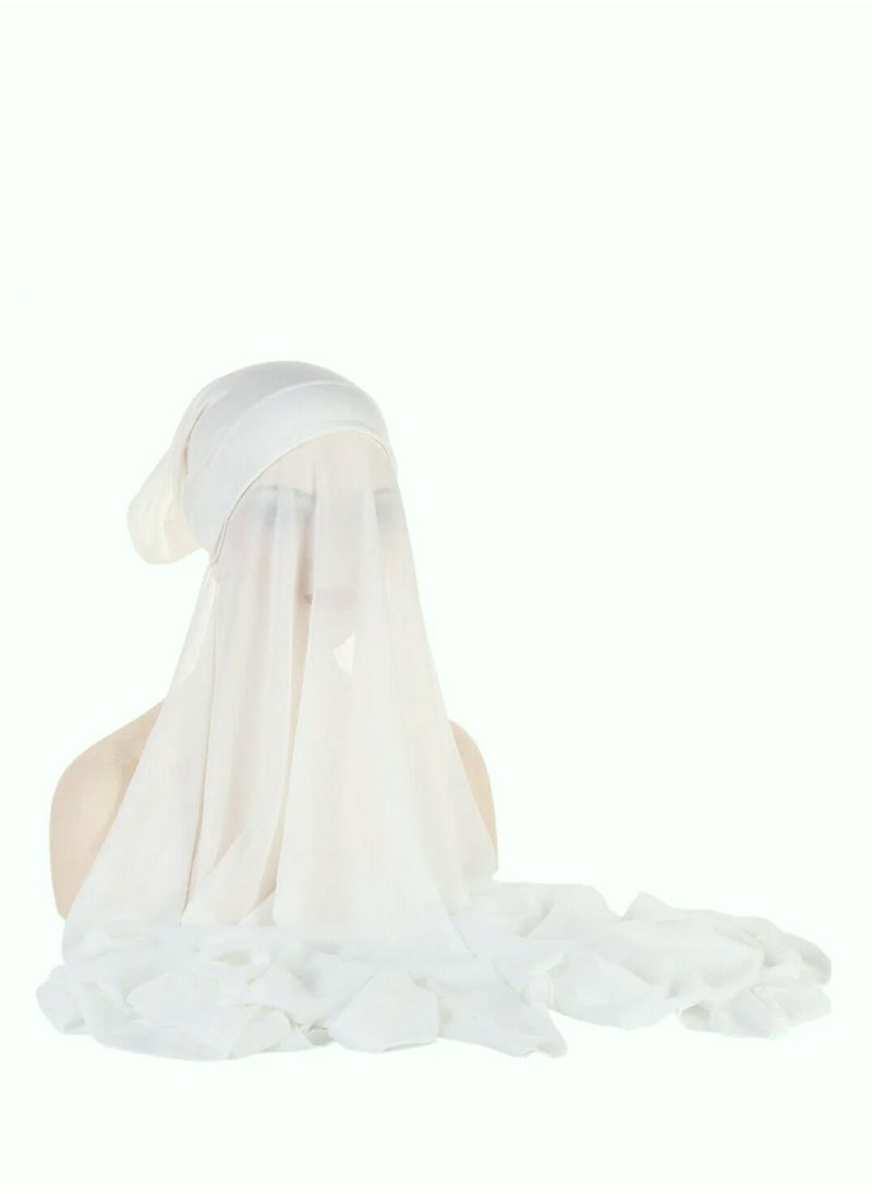 Perfectory - Chiffon Instant Hijab for Women Muslim Under Scarf Tube Cap, Headscarf Turban Wrap- White - Image 1